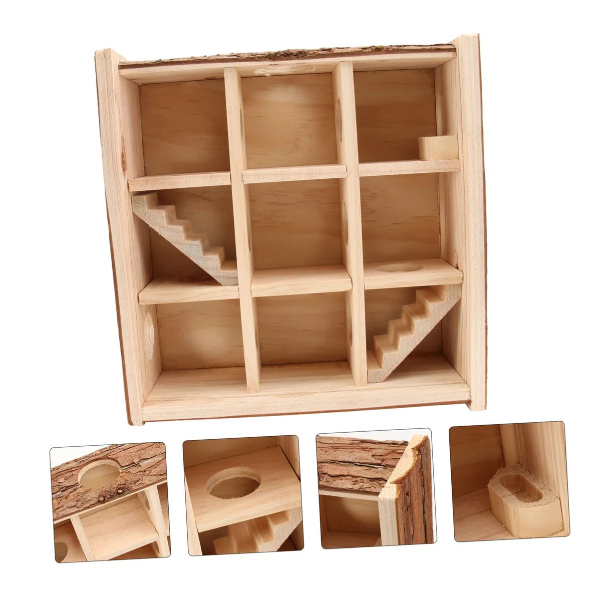 Holz Labyrinth Spielzeug für Hamster mit Sicherheitsfunktion und Kugelgang