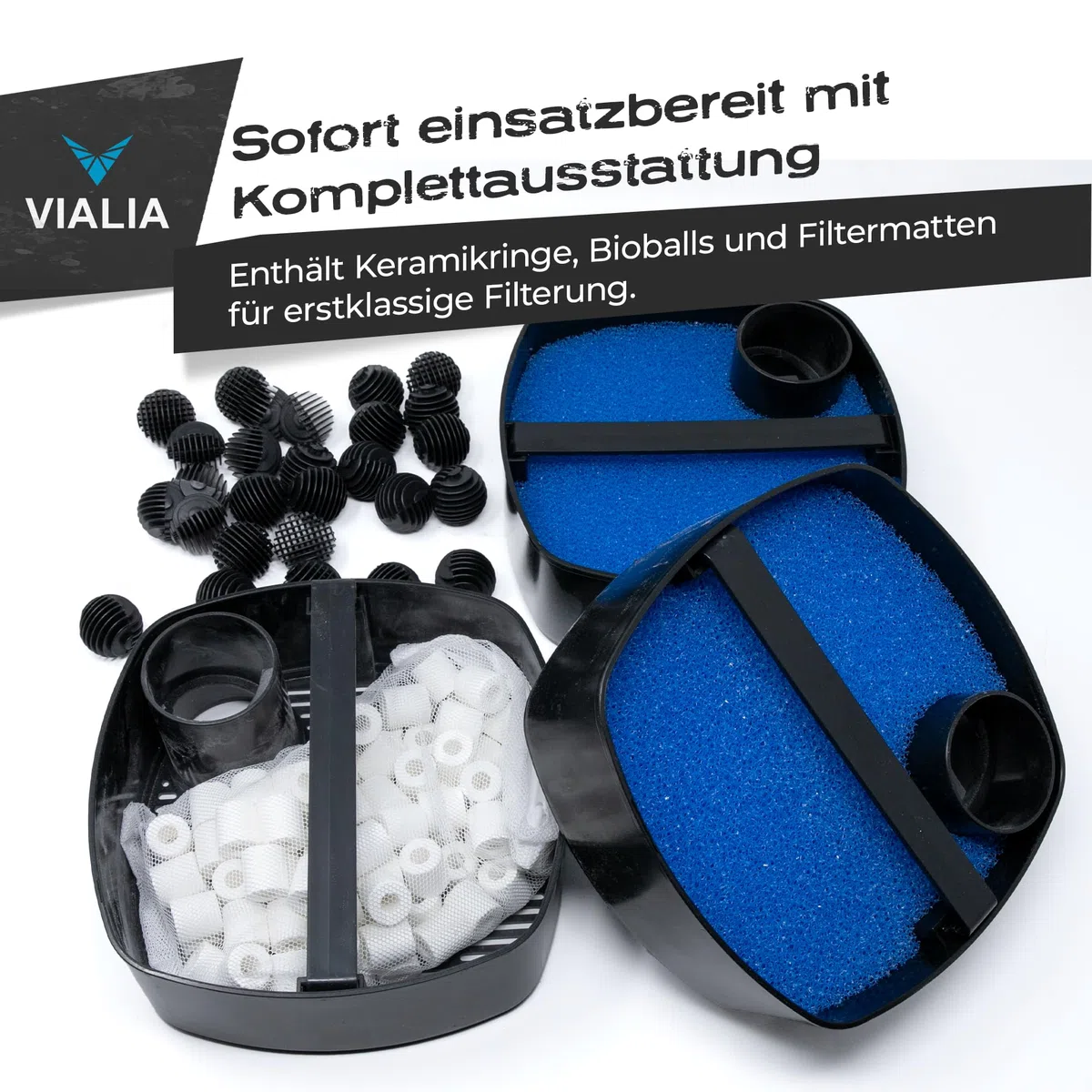 Aquarium Außenfilter mit 9W UVC Klärer für Aquarien bis 400L | 1000 L/h Pumpenleistung, Komplettset inkl. Filtermedien, Leise & energiesparend, Für Süß- und Meerwasser geeignet