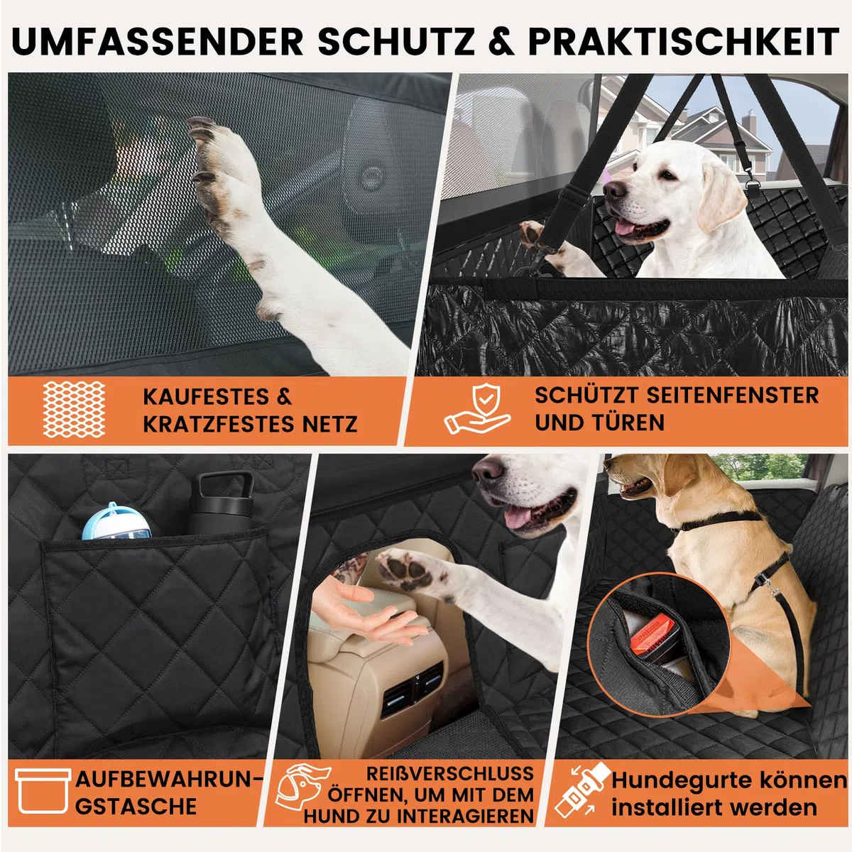 Snagle Paw Hundedecke Auto Rückbank,79cm Hohe Hundedecken für Rücksitze mit Sichtfenster-Mesh,Wasserdicht & rutschfeste Hartschalen-Unterseite Tragkraft 200 kg,Universelle Hundedecke für SUV und LKW