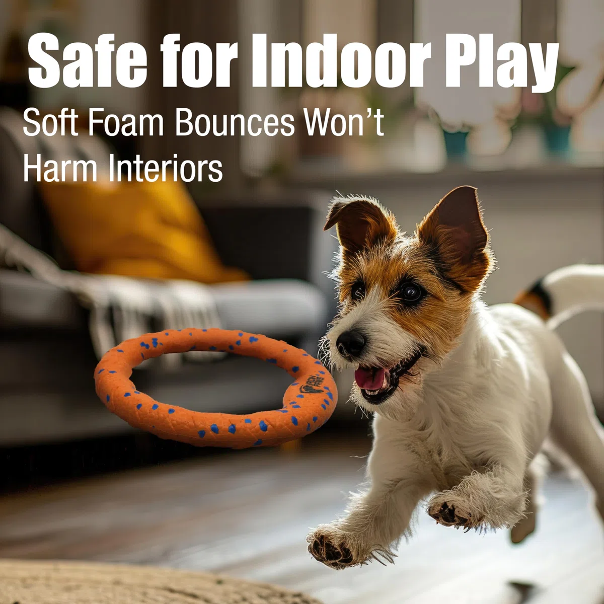 Iron Paws Unzerstörbares Hundespielzeug mit Ringen, robust, für aggressive Kauer, Apportieren und Tauziehen, Orange