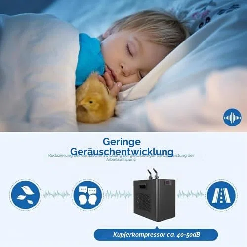 Aquariumkühler Wasserkühler 1/10PS 1/3PS 1/2PS 1PS – Inklusive Schläuche und Pumpen – Ideal für Aquarien und Eisbad, Aquatische Pflanzen, Unterstützt bis zu 500L/132Gal