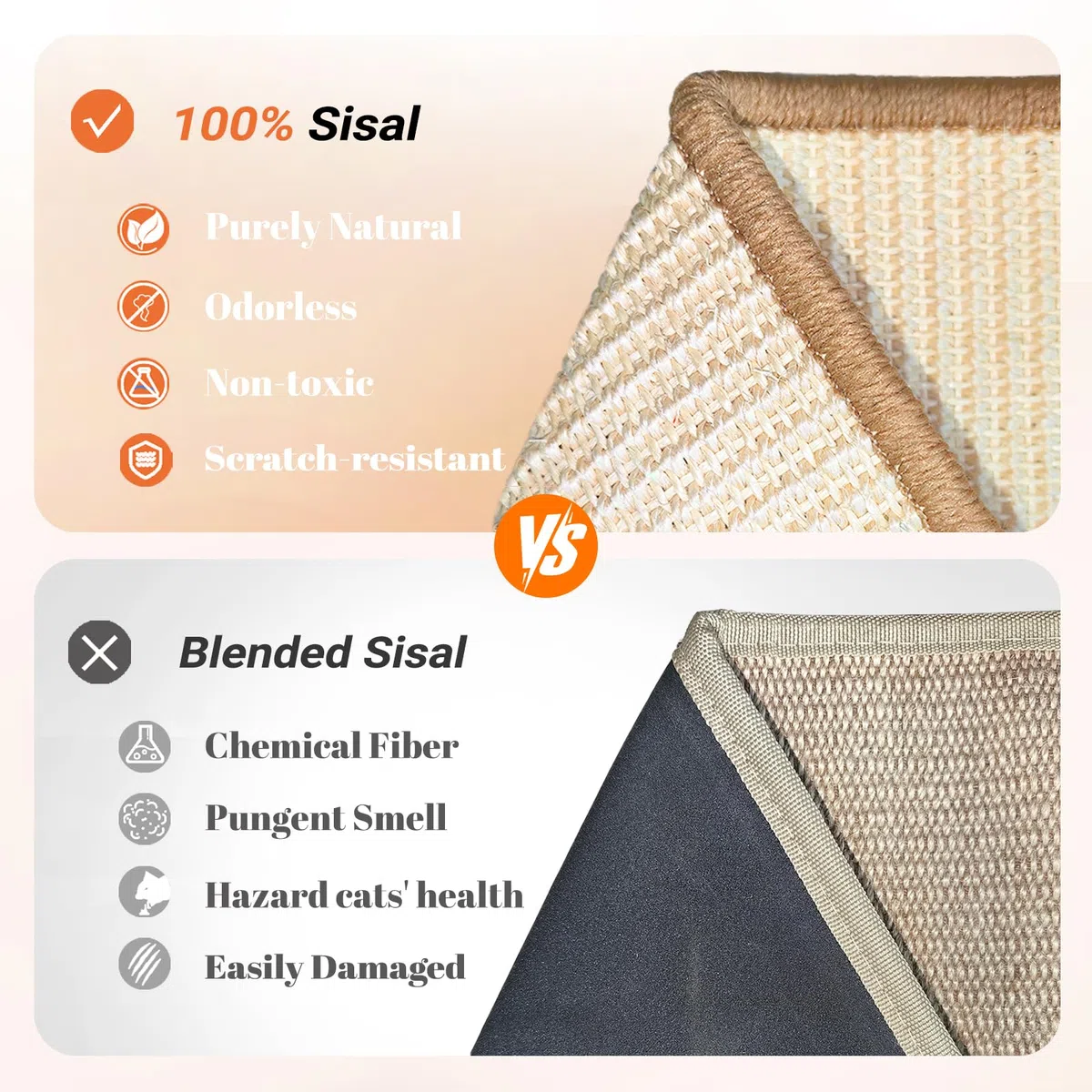 CHEERHOME PETS Sisal Katzenkratzer für Indoor-Katzen Kratzmatte Vertikaler Katzenkratzer L-Form Katzenkratzbrett Katzen Kratzbaum Massivholz Katzenmöbel (groß)