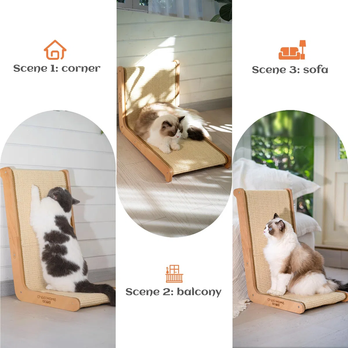 CHEERHOME PETS Sisal Katzenkratzer für Indoor-Katzen Kratzmatte Vertikaler Katzenkratzer L-Form Katzenkratzbrett Katzen Kratzbaum Massivholz Katzenmöbel (groß)