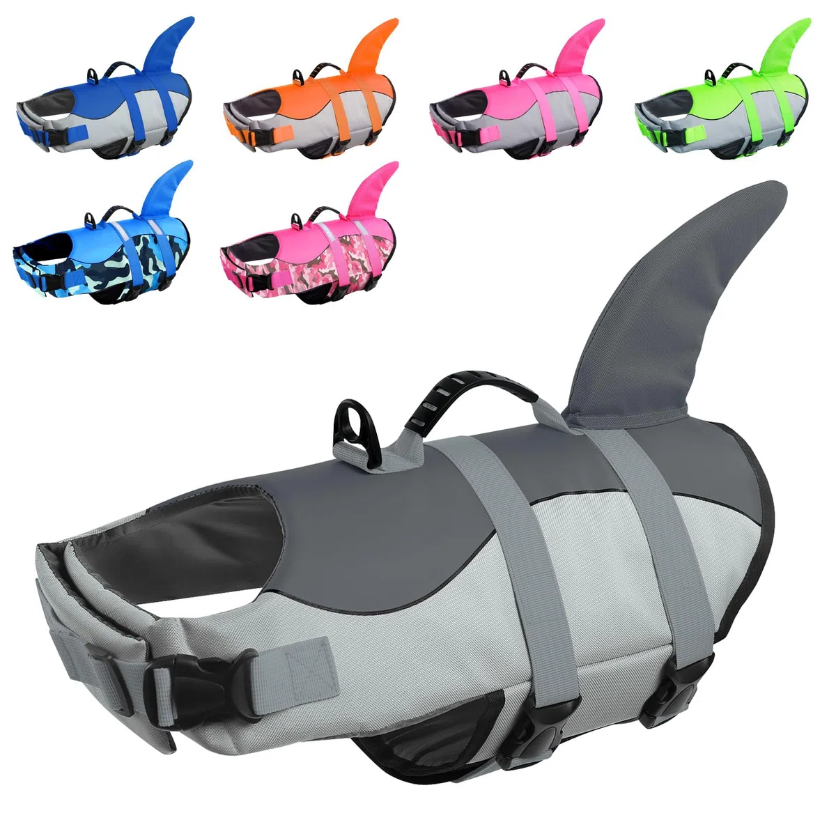 CITÉTOILE Schwimmweste Hund Hai, Hundeschwimmweste & Dog Life Jacket Verstellbar mit Griff und Reflektoren, Rettungsweste für Kleine Mittel Große Hunde & Welpen zum Schwimmen, Bootfahren, Surfen