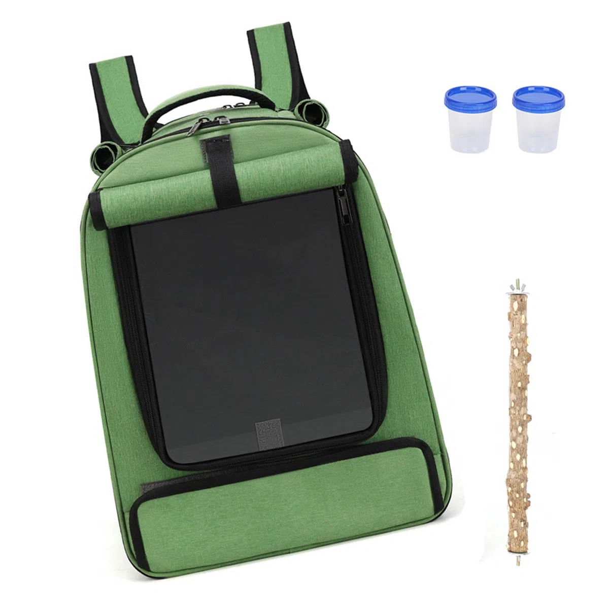 Ergonomischer Vogeltransport Rucksack für kleine Aras mit belüftetem Plan, Abnehmbarer Futterschale, Oben, belüfteter Vogel Rucksack