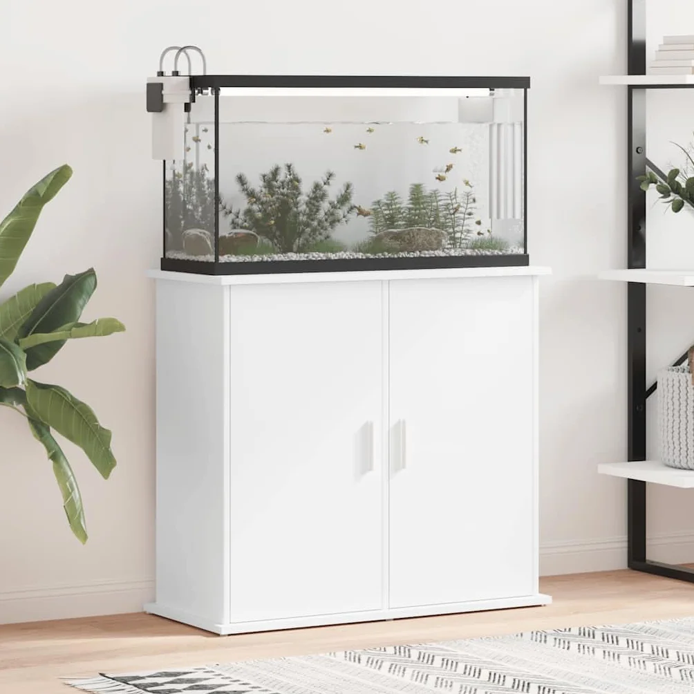 Aquariumschrank 81x36x73 cm in Weiß, Unterschrank für Aquarium mit Stauraum und Türen, stabiler Aquarienständer aus Holzwerkstoff