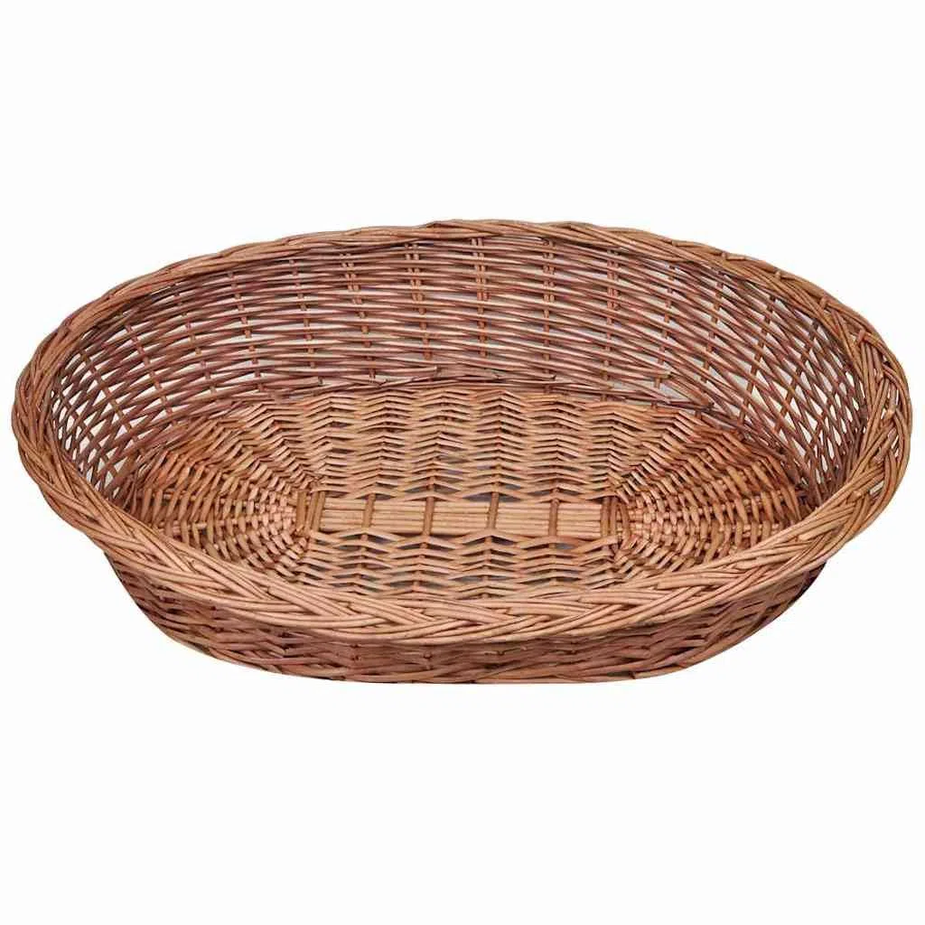 Hundebett aus Weide Natur 90 cm Hundekorb aus Weidengeflecht Haustierbett für große Hunde