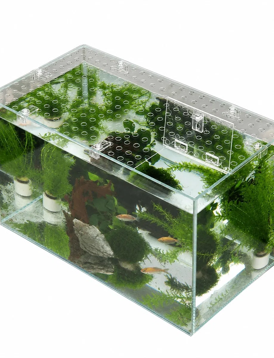 Klarer Aquariumdeckel, 1 mm Polycarbonat, Futterfenster zum Zuschneiden(100x40cm)