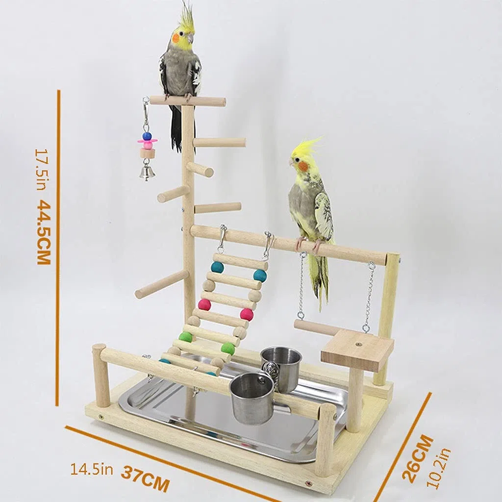 Papagei Spielplatz Ständer - Interaktives Vogelspielzeug mit Schaukel zum Klettern und Spielen - Ideal für Sittiche und Finken Haustierbedarf
