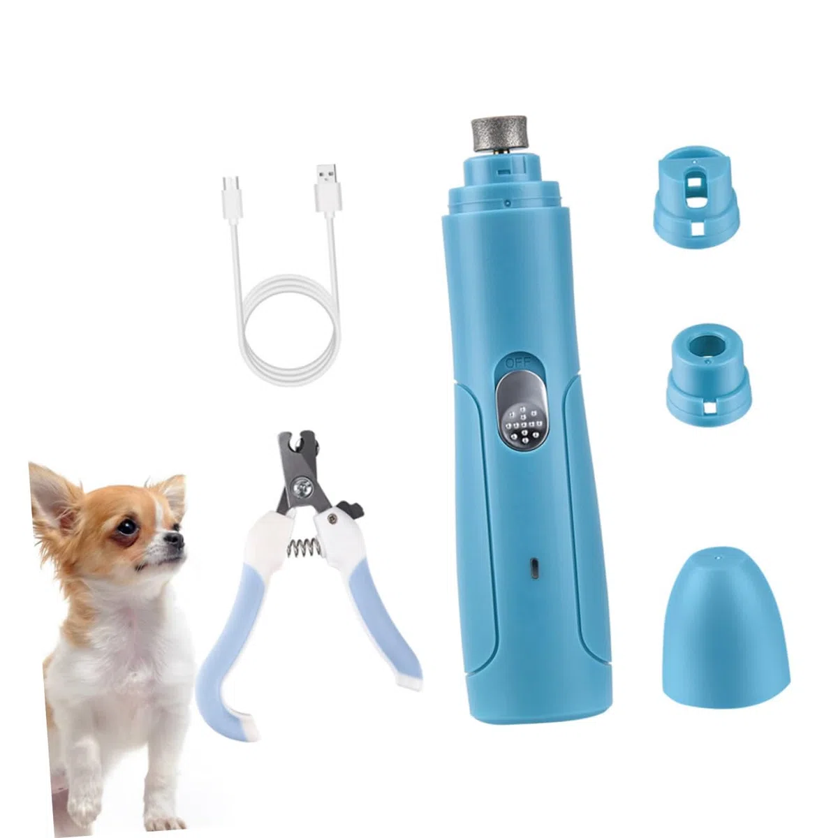 Elektrischer Krallenschleifer mit Automatischem Nagelpolierer 3 Stück für Haustiere Tragbar und Einfach zu Bedienen aus ABS zur Glatten Krallenpflege für Katzen und Hunde