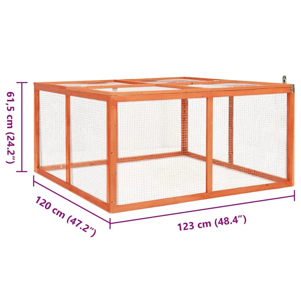 Kaninchenstall Massivholz Tanne 124x120x60 cm mit Schutzdach und Gitter, Kleintier Gehege für Kaninchen Meerschweinchen Hamster, Freilauf Haus für Garten Balkon Zimmer