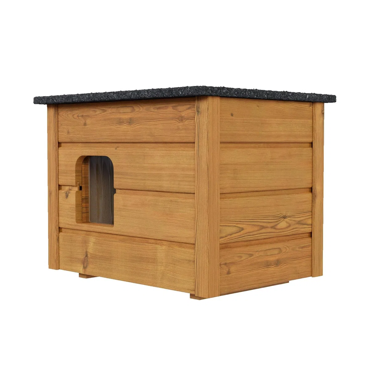 Katzenhaus 57x47 cm Katzenhütte Höhle Outdoor für draußen Winterfest isoliert Holz Versteck Sicherheit Komfort Braun