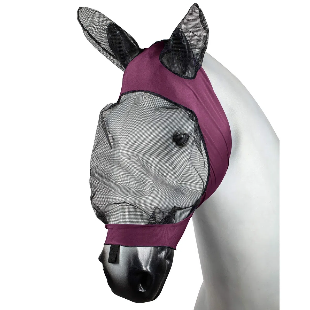 Horze Pferde Fliegenmaske mit Ohren, Stretch Fliegenhaube für Pferd und Pony, Rot, C