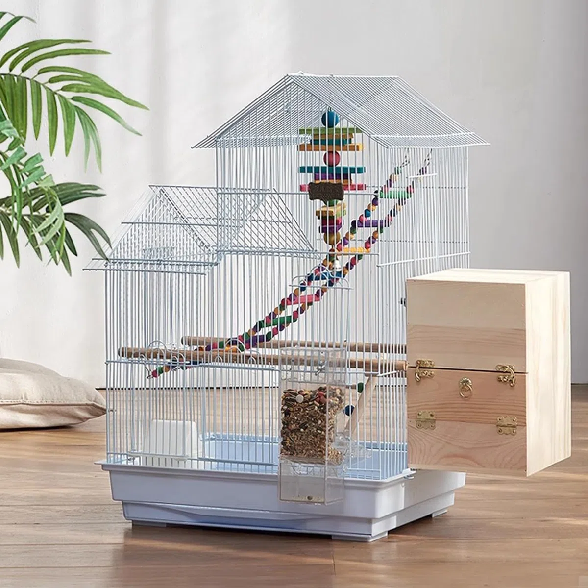 Vogel-Reisekäfig – leichtes Starter-Set für kleine Vögel mit Vogelkäfigen und Zubehör, ideal für Sittiche, Vögel, Sperlingspapageien, Finken, Kanarienvögel, inklusive herausnehmbar，Blue