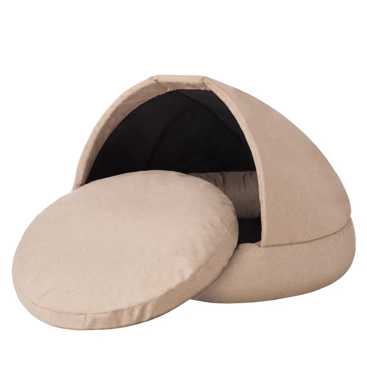 Hundehöhle Hundebett Katzenbett Hundehütte Haustierbett Hundehaus Hundeliegen Hundesofa Korb Sofa Schlafplatz, Größe 1: 80 x 80 x 62 cm, Beige