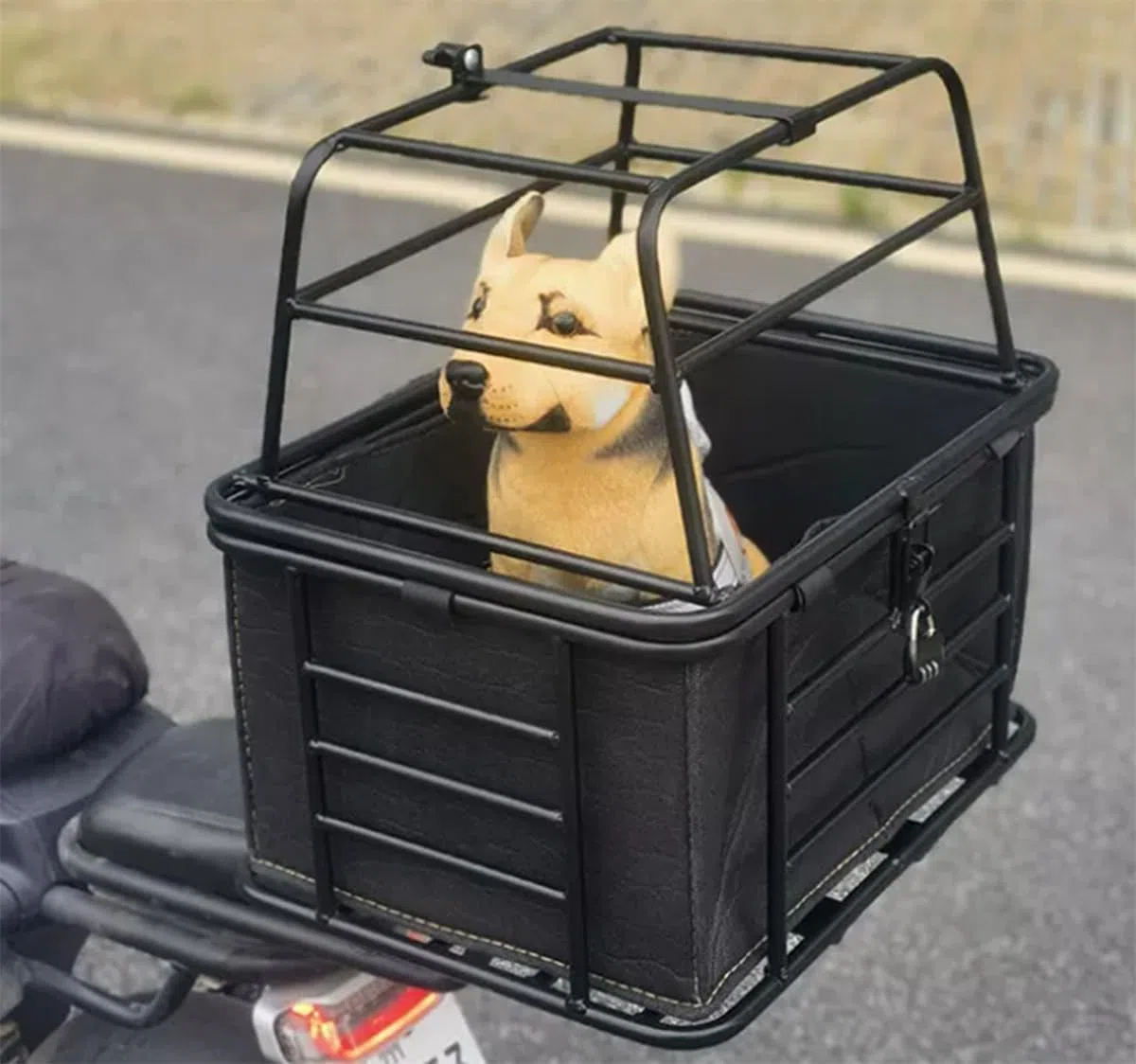Hund Fahrradkorb Hinten für Hunde & Katzen – Verstellbarer Transportkorb mit Einlage & Schloss – Vielseitiger Gepäck- und Tiertransportkorb für Reisen, Wanderungen, Einkäufe & Hunde,A