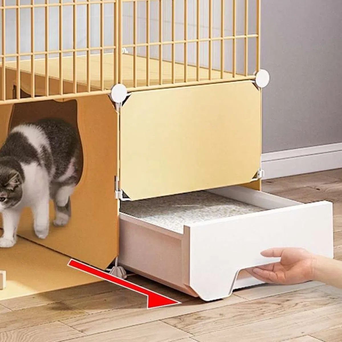 Katzenkäfig – DIY, mit Tablett und abnehmbar(Standard,75*49*75CM)