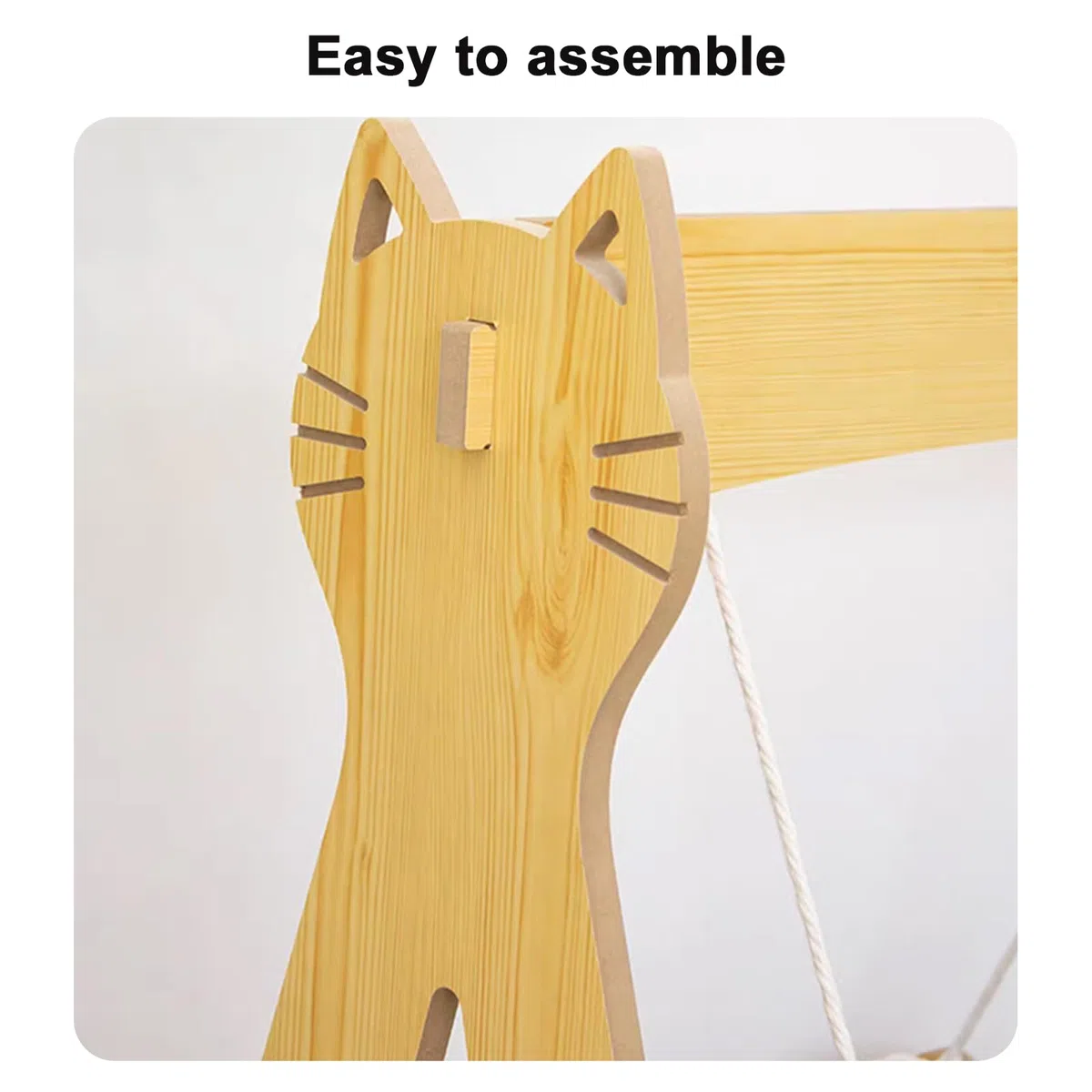 Indoor Cat Hammock Bed, Wooden Swing Bed for Cats, Rocking Cat Bed for Window Barch, Cute Pet Furniture