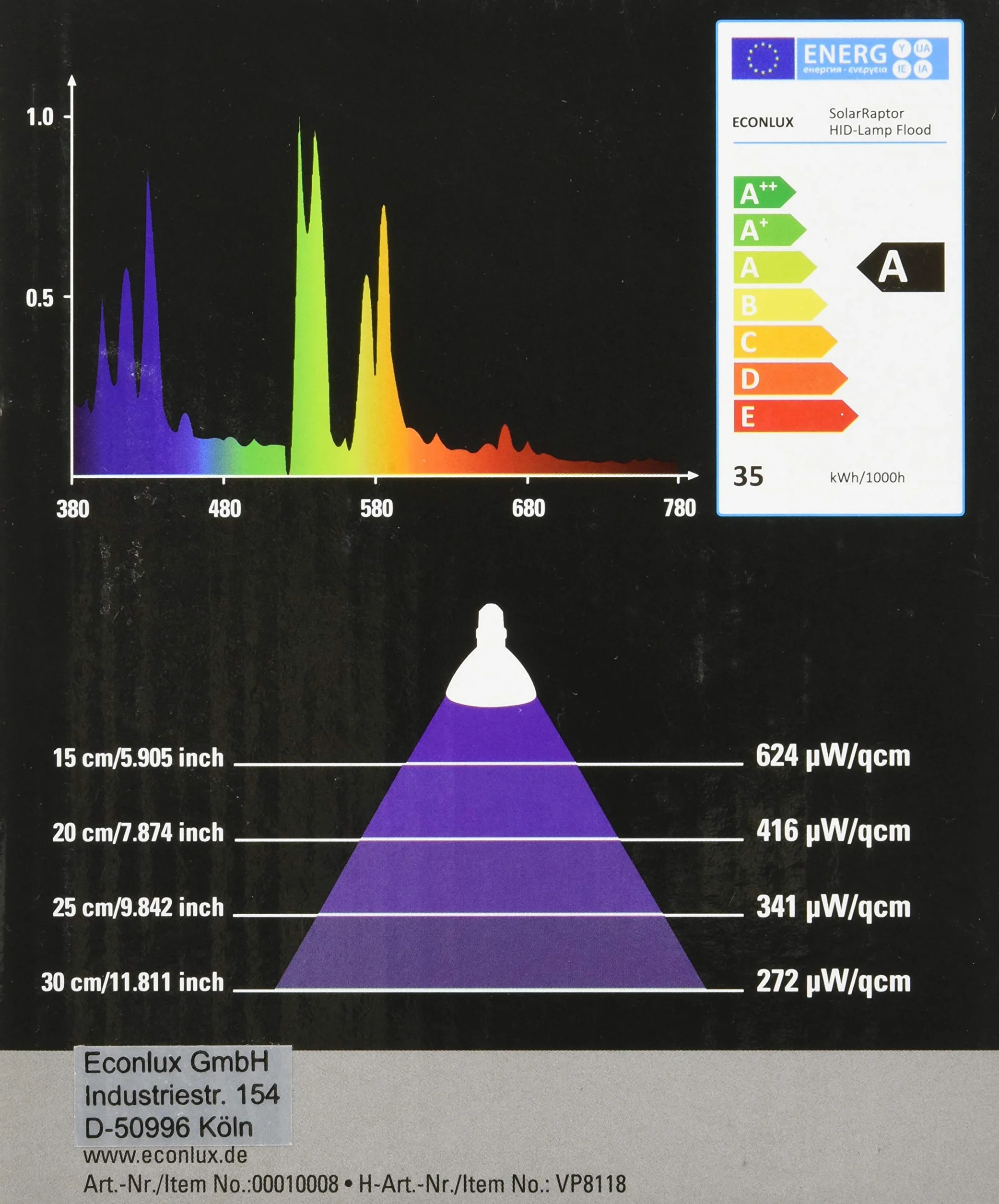 HID UV-Strahler, Metalldampflampe, Wärme & UV-Lampe für Terrarien (35 Watt/Flood)