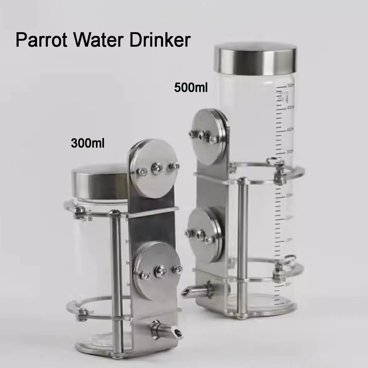 Trinkflasche aus Glas für Kleintiere, tropffreier Spender mit Universal-Käfighalterung, ideal für Kaninchen, Papageien und Nager