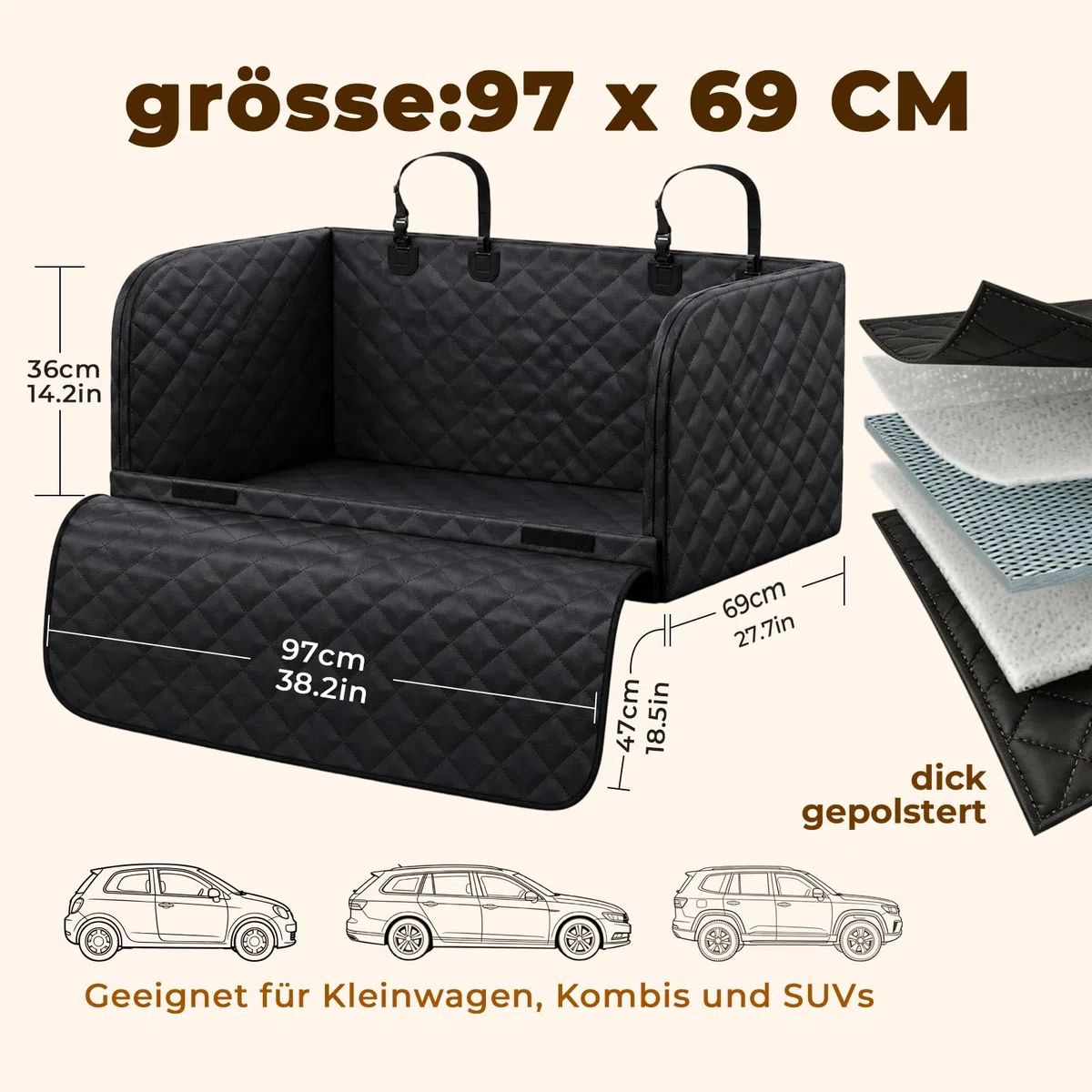 Kofferraum Schutzmatte Hund, Kofferraumschutz Auto SUV Hundedecke | Wasserdichte Kofferraum Schutzmatte Hund für Auto SUV, schützt vor Schmutz, Haaren. Robuste Hundematte für Kofferraum