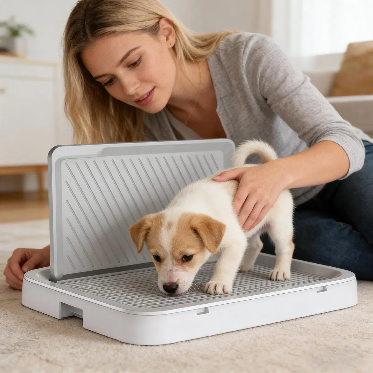 Toilettentablett für Hunde, Tablett mit Netz, auslaufsicher und spritzwassergeschützt, für Hunde, Welpen, saugfähige Matte – für Wohnung, Schlafzimmer, Salon, Balkon
