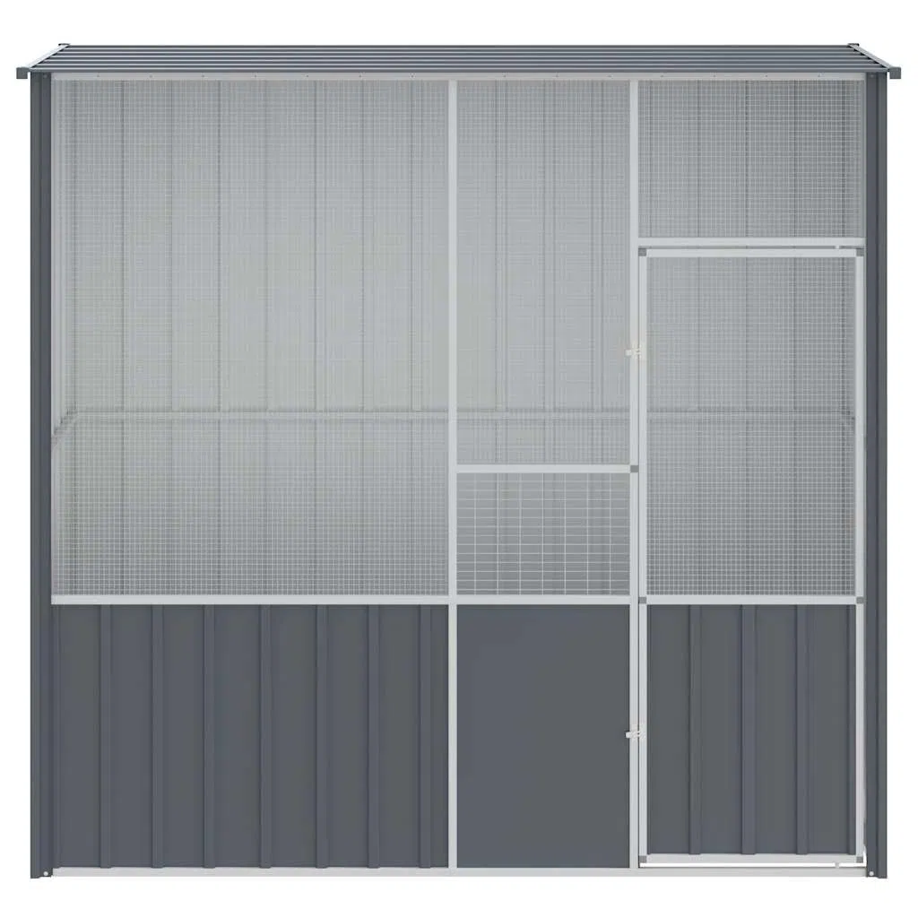 Voliere Vogelvoliere Außen Aufzuchtkäfig All-in-One-Vogelkäfig Außenvoliere Käfig Vogelhaus Voliere Verzinkter Stahl,Anthrazit,215 x 78 x 200 cm