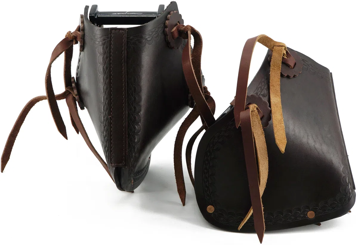 Jeereal Westernsattel Tapadero Steigbügel (12,1 cm), handgefertigtes strapazierfähiges Sattelleder