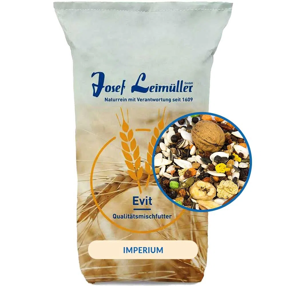 Leimüller Papageienfutter Imperium 20 kg Papageien Großsittiche Vögel | Großpapageien, Premium-Mischung, staubfrei, ohne Zusatzstoffe, Österreich