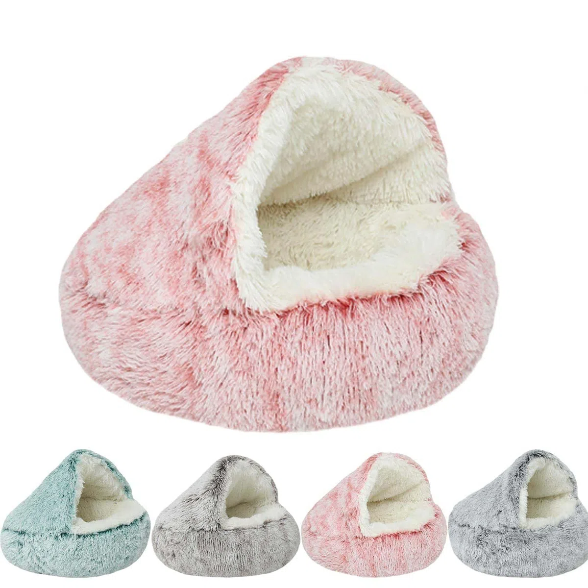 Hundebett mit Höhle, kuschelige Plüsch-Haustierhöhle für Hunde, Winterwärme, 66 cm Größe