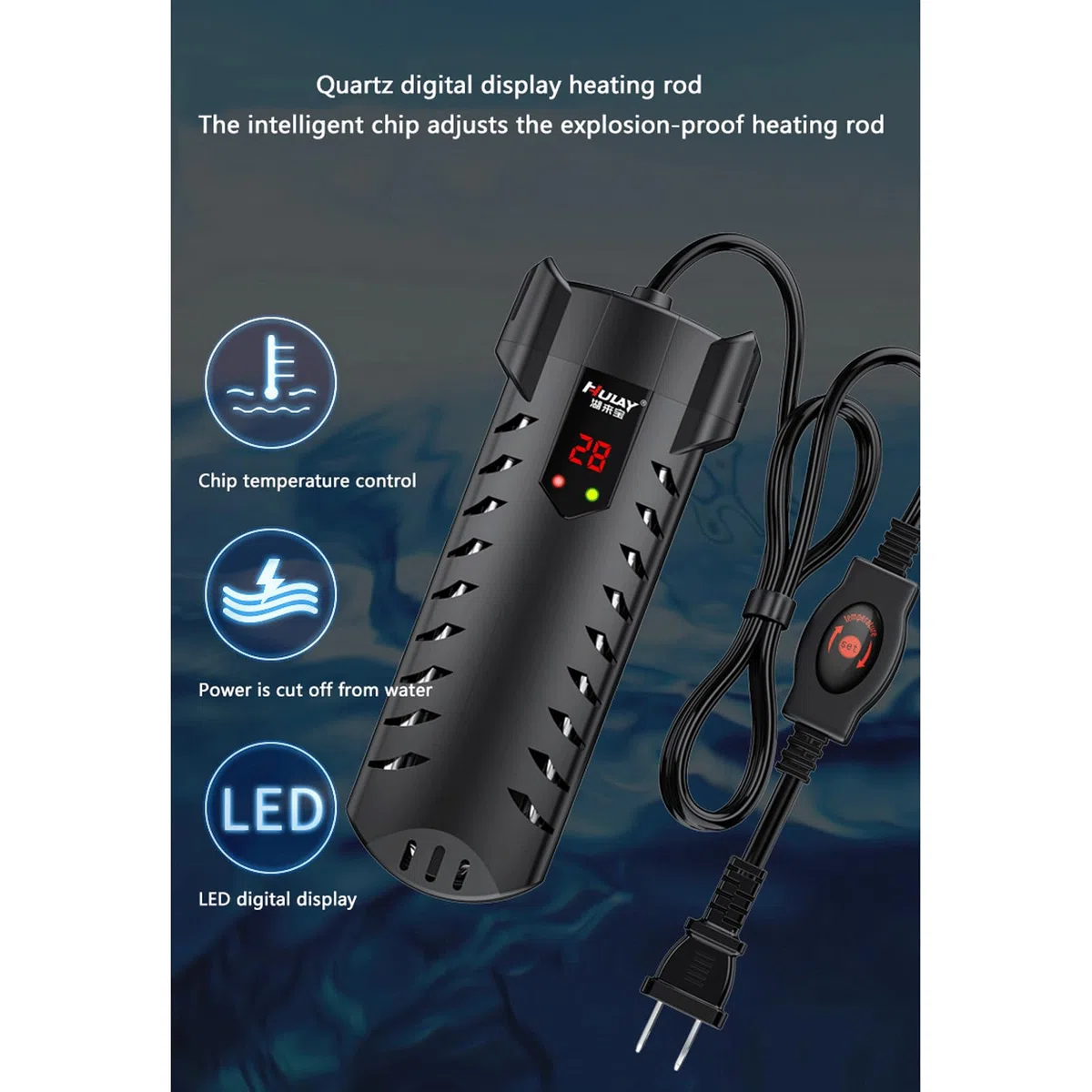 Aquarium-Heizung, automatische konstante Temperatur mit Digitalanzeige, explosionsgeschützter Aquarium-Heizstab, 100 W (100 W)