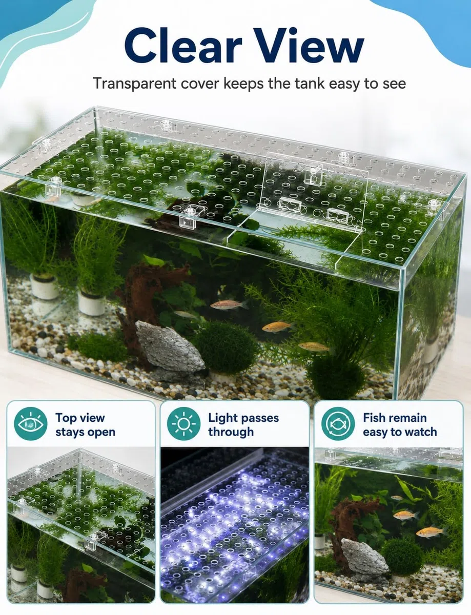 Klarer Aquariumdeckel, 1 mm Polycarbonat, Futterfenster zum Zuschneiden(100x40cm)