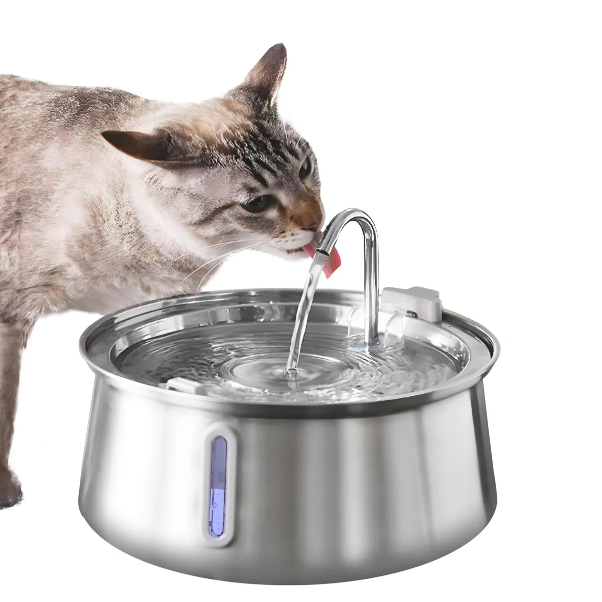 Aurova VitalFlow Katzenbrunnen Edelstahl 3,2L Trinkbrunnen Ultra Leise | Aurova VitalFlow 3,2L Katzenbrunnen Edelstahl: Ultra leiser Wasserautomat für Katzen mit Sichtfenster & 5-stufigem Filter.