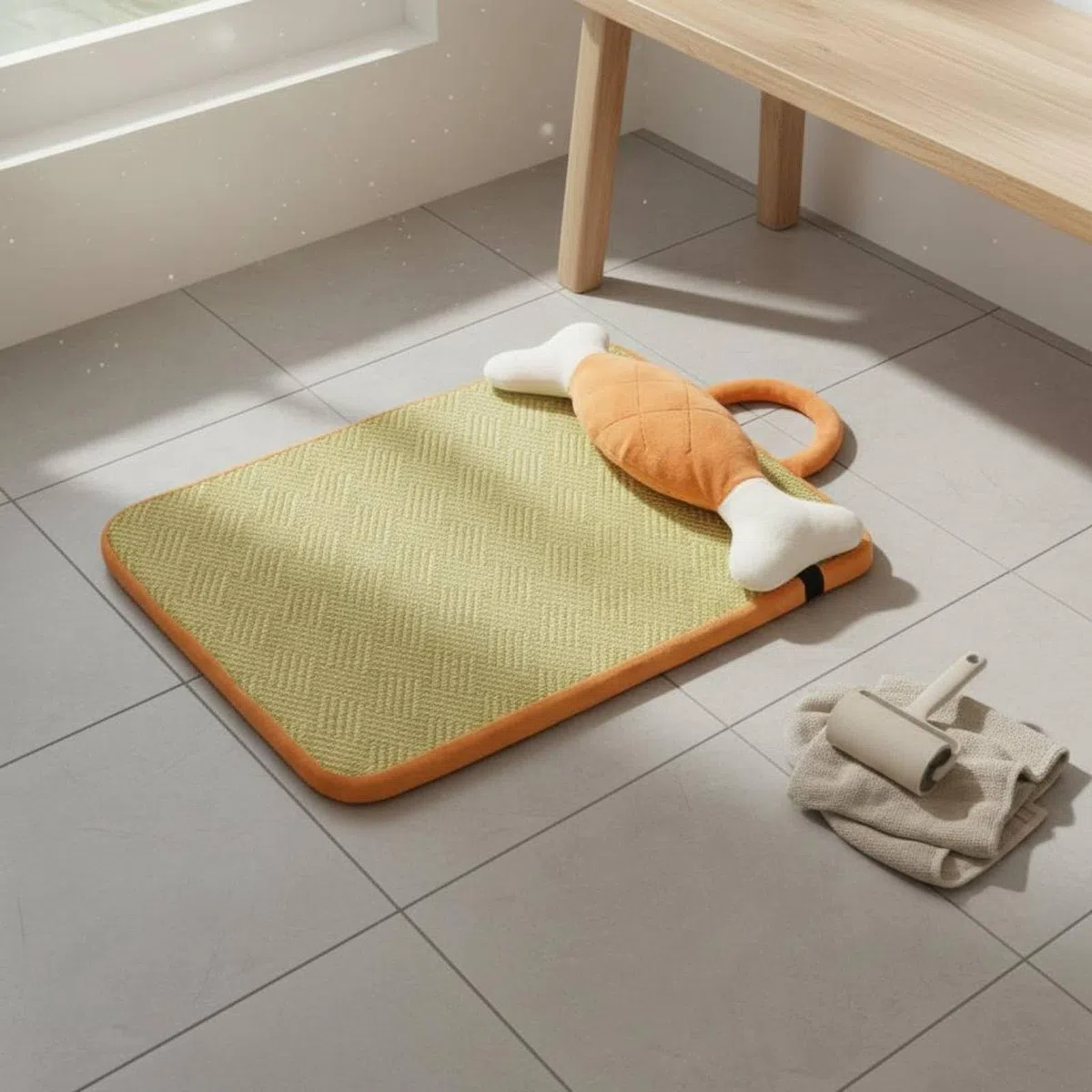 Hundekühlbett Hundebett Hundematte Haustierbett Liegekissen mit Pflegeleichter Waschbarer Oberfläche Weniger Haaranziehend Kühlende Funktion mit, XL 90 72cm, Knochen-Kühlmatte