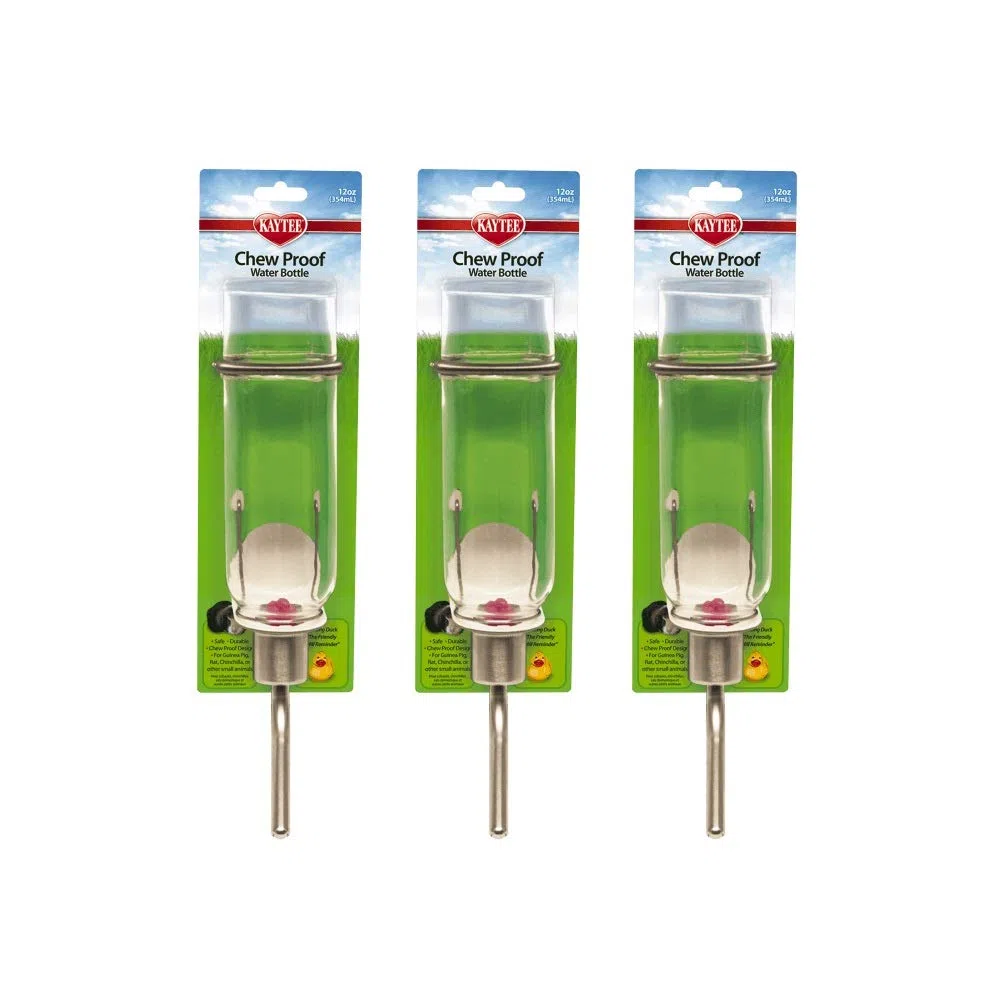 Kaytee 3 Stück Kaufeste kleine Haustier-Wasserflaschen, 340 ml Kapazität, für Kaninchen, Frettchen, Meerschweinchen und Chinchillas