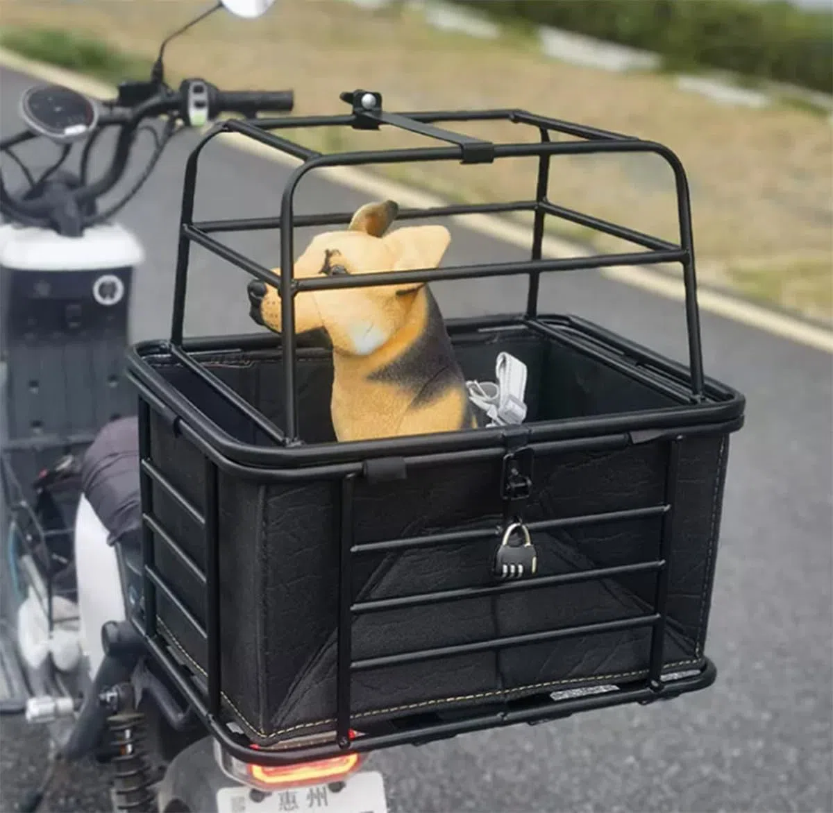 Hund Fahrradkorb Hinten für Hunde & Katzen – Verstellbarer Transportkorb mit Einlage & Schloss – Vielseitiger Gepäck- und Tiertransportkorb für Reisen, Wanderungen, Einkäufe & Hunde,A