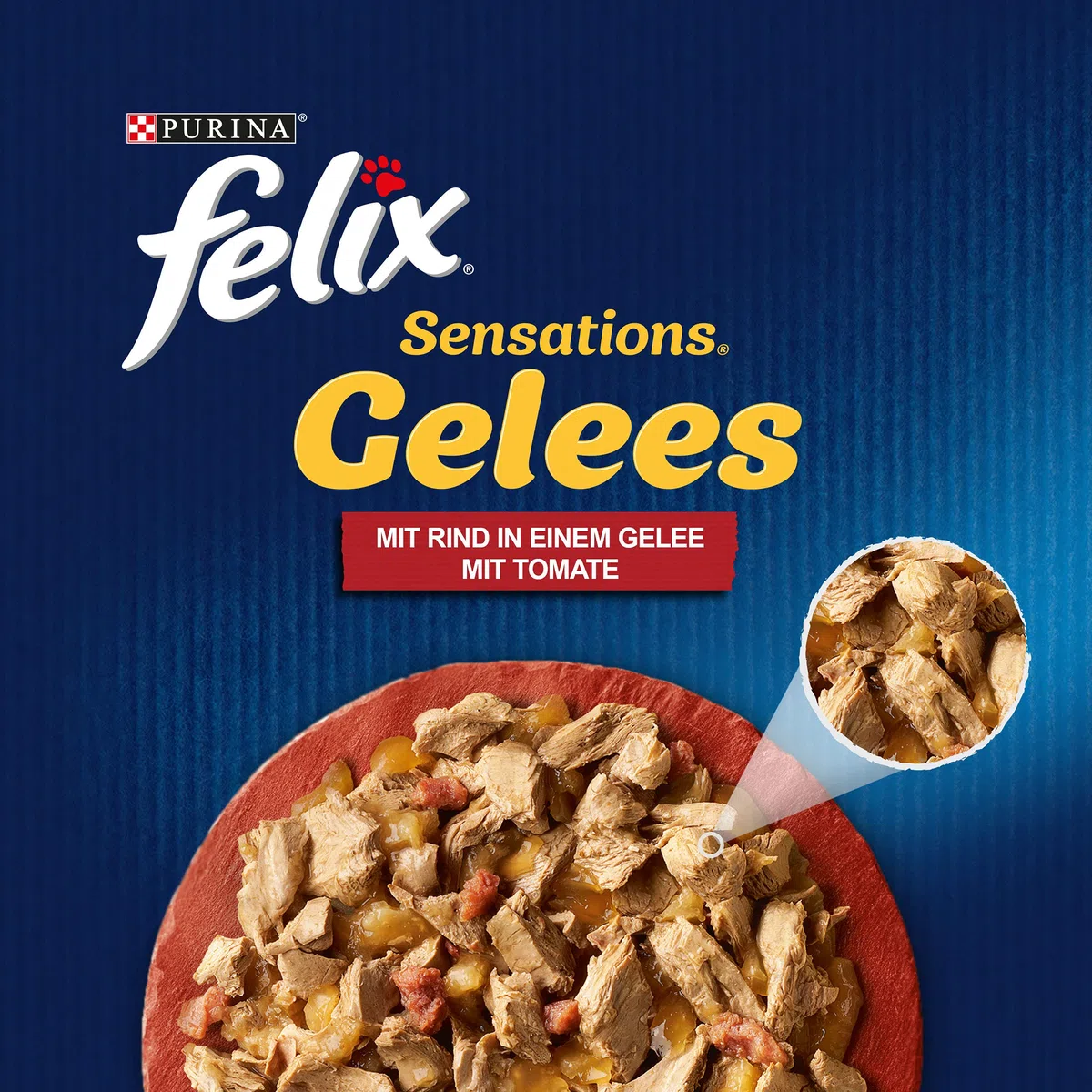 FELIX Sensations Gelees Katzenfutter nass, mit Rind & Tomate in Gelee, 156er Pack (26 x 85g)