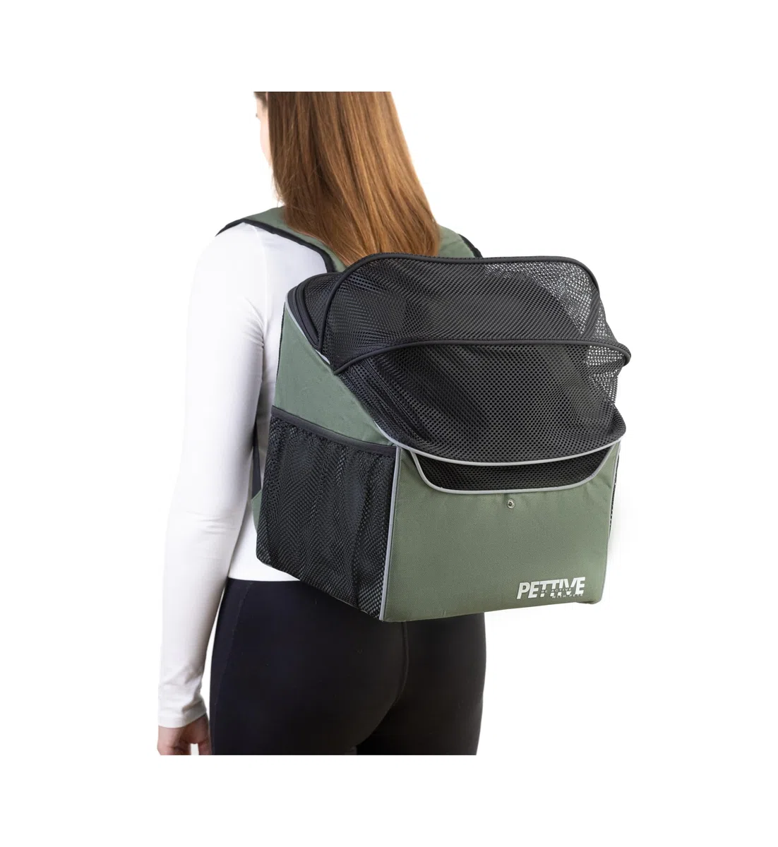 Fahrradkorb für Hunde, Fahrradkorb für Katzen, Rucksack für Hunde, Katzentransportbox mit Regenabdeckung PETRIVE BikeOn bis 7 kg (Grün)