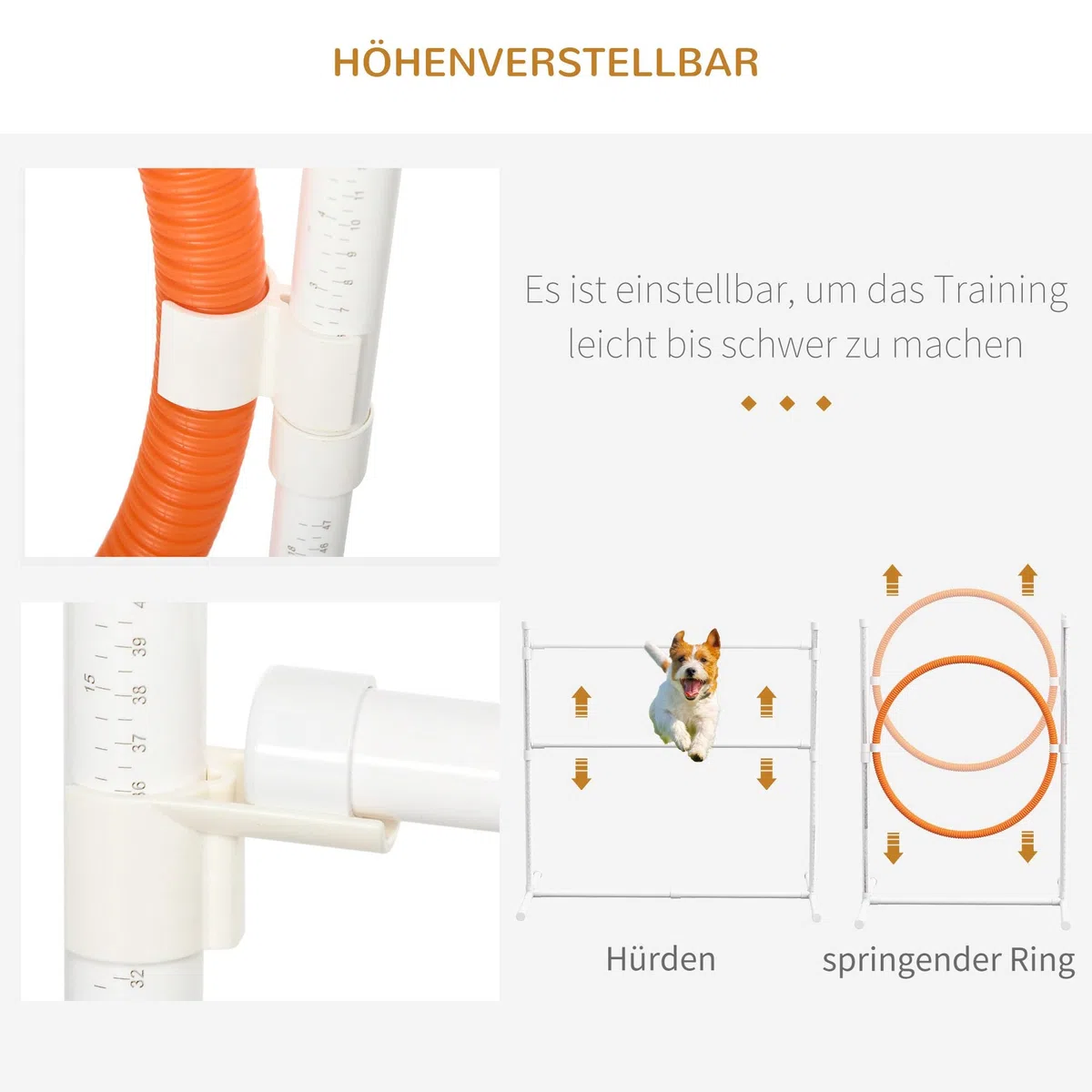 PawHut Agility Set Hunde 7-Teiliges Agility Ausrüstung Hundetunnel | Hürden,Slalomstangen,Springring,Aufbewahrungstasche,Pause-Box,Höhenverstellbar,Steckhürdenset,Trainingsset