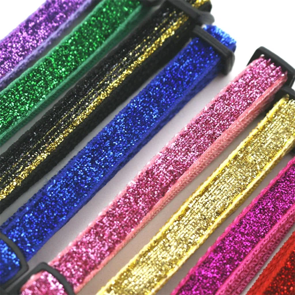 2021 Haustier Katzen Halsband mit Glocke Breakaway Mode Verstellbar Kätzchen Katzen Pailletten Halsband Katzen Zubehör Haustier Zubehör (Gelb)