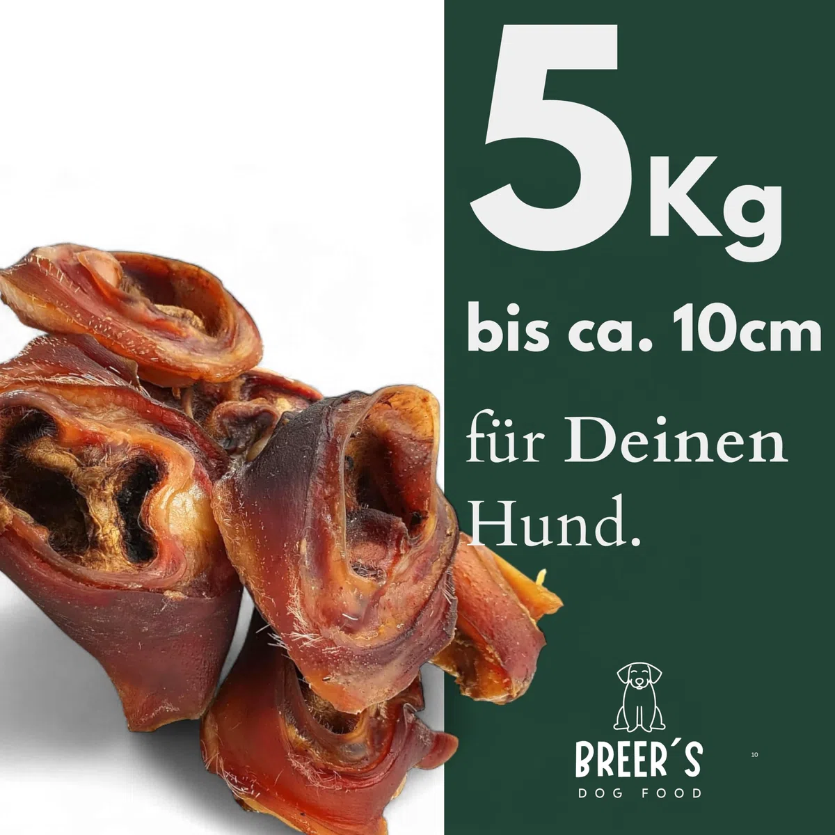 BREERs Getrocknete Schweineohrmuscheln für Hunde 5 Kg aus eigener Deutscher Herstellung, Kauartikel für Groß & Klein, Kauartikel aus Schwein, Hundeleckerli getreidefrei, Kausnack, Leckerli Hund