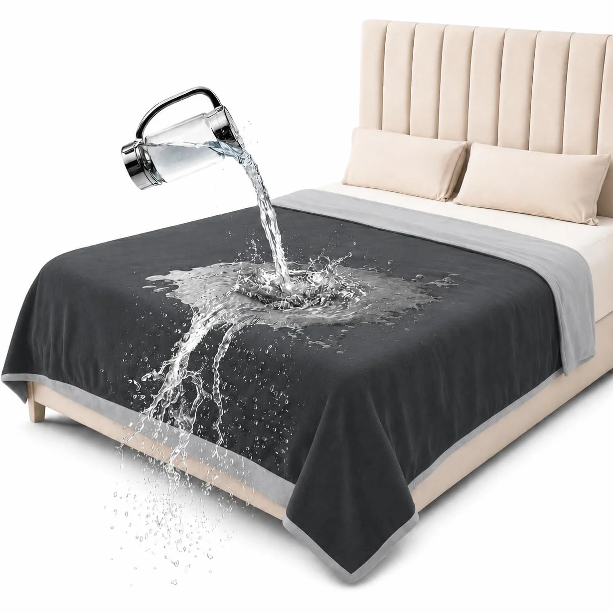 wasserdichte Decke, Hundedecke Wasserdicht, Liebesdecke Wasserdicht, Katzendecke, Hundedecke Sofa, Dunkelgrau/Hellgrau, Sofadecke (152x203cm)