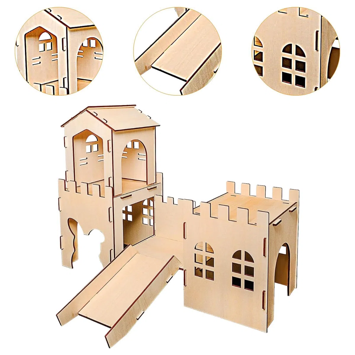 Holz Meerschweinchenhaus, Spielhaus, Große Höhle, Lebensraum, Dekoration, Versteck, Burg, Versteck für Lemminge, Syrische Hamster, Mäuse