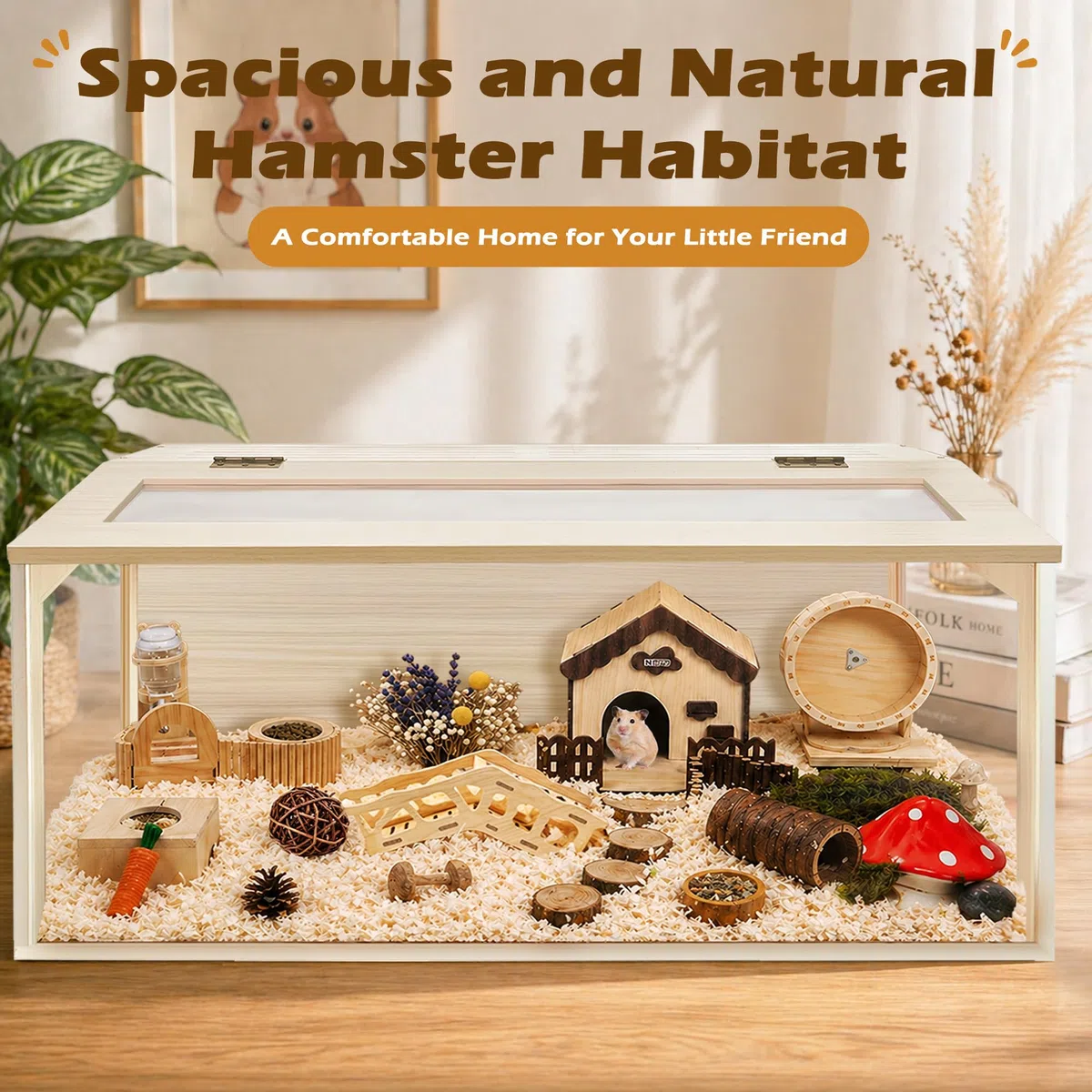 Prolee Hamsterkäfig aus Holz, 121,9 cm, für Mäuse und Ratten, aufklappbare Oberseite mit Acrylplatten, solide gebaut, 121,9 x 50,8 x 50,8 cm