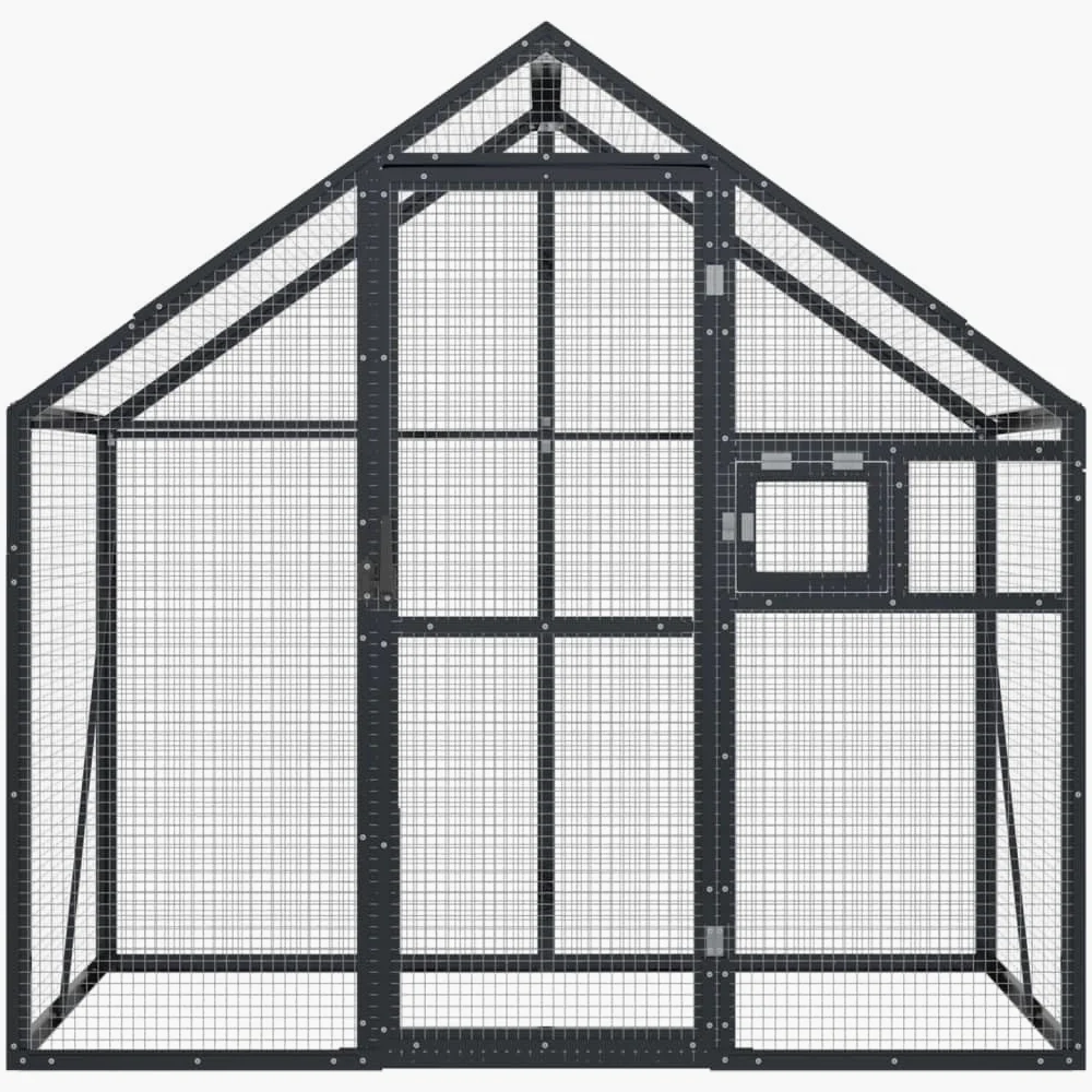 Voliere Anthrazit aus Aluminium, 179 x 100 x 185 cm, vogelkäfig mit Gitter und Dach, für Garten Balkon Zimmer, geeignet für wellensittich, papagei, kanarienvogel, nymphensittich
