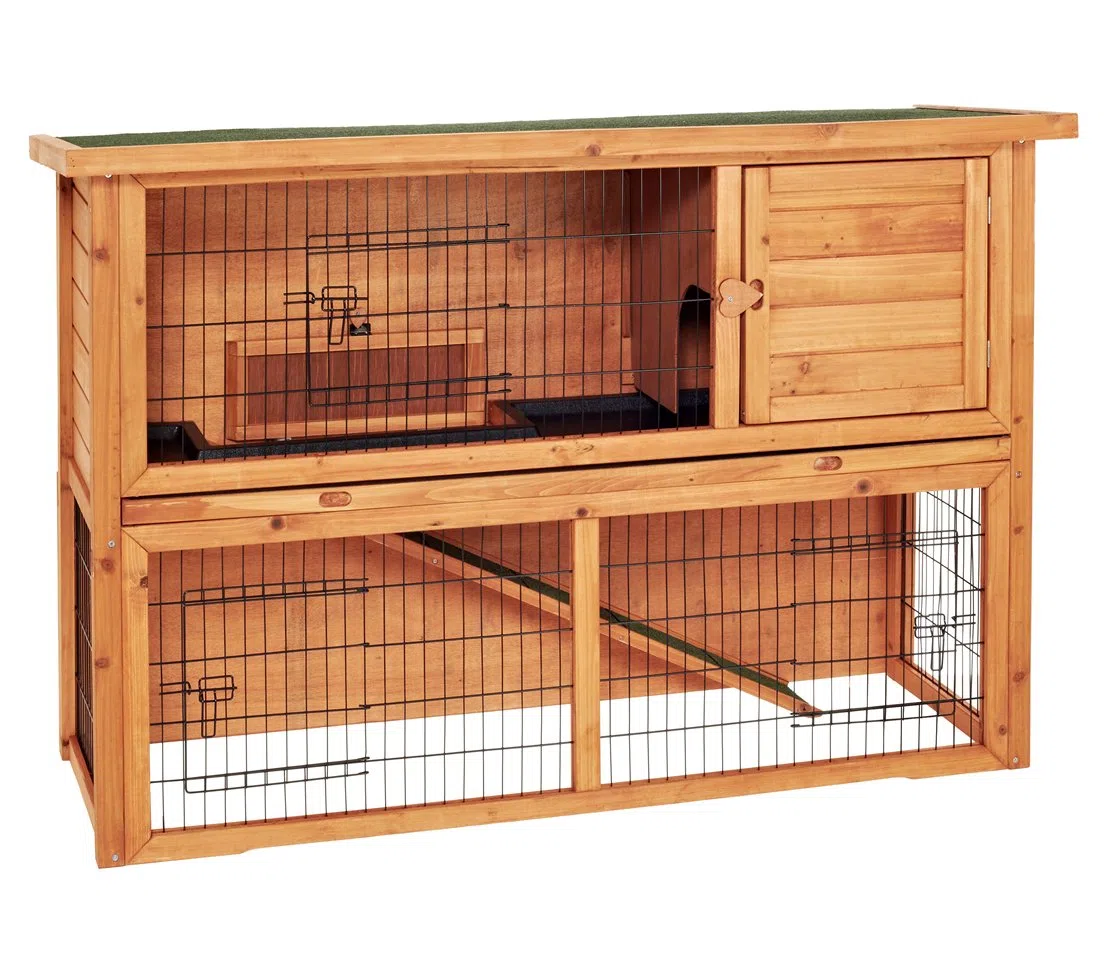 Dehner Nagerheim Hoppel mit Freilaufgehege, ca. 136 x 50 x 85 cm, Holz, natur