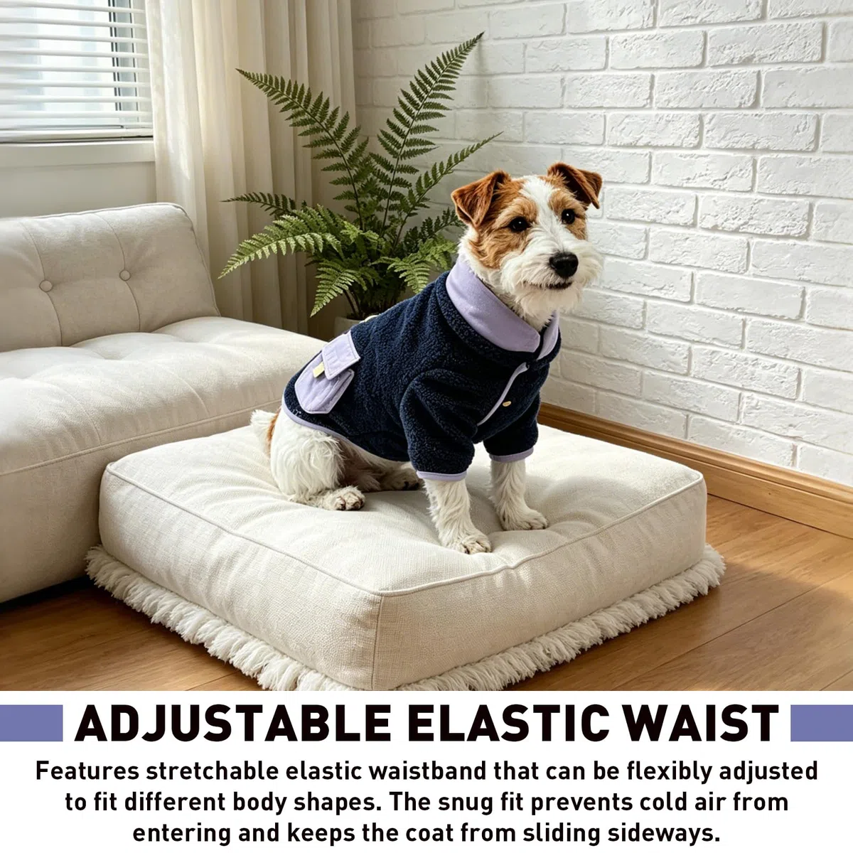 Hunde-Wintermantel, windabweisende Jacke für alle Rassen, Braun, XS | 2 Taschen auf der Rückseite, verstellbar und elastisch, Klettverschluss