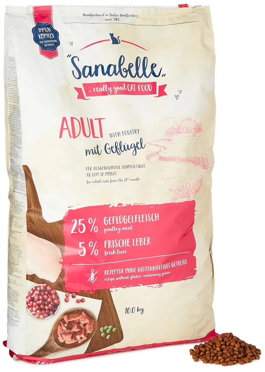 Sanabelle Urinary | Katzentrockenfutter für ausgewachsene Katzen mit empfindlichem Harnsystem | 1 x 10 kg & Adult mit Geflügel | Katzentrockenfutter für ausgewachsene Katzen | 1 x 10 kg,