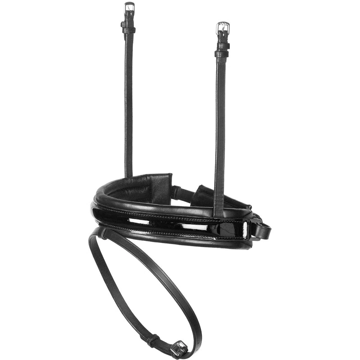Heinick Trense Motion breites RH Schwarz Lack Glow Schnallen oder Zaumhaken Warmblut 9 Stirnriemen