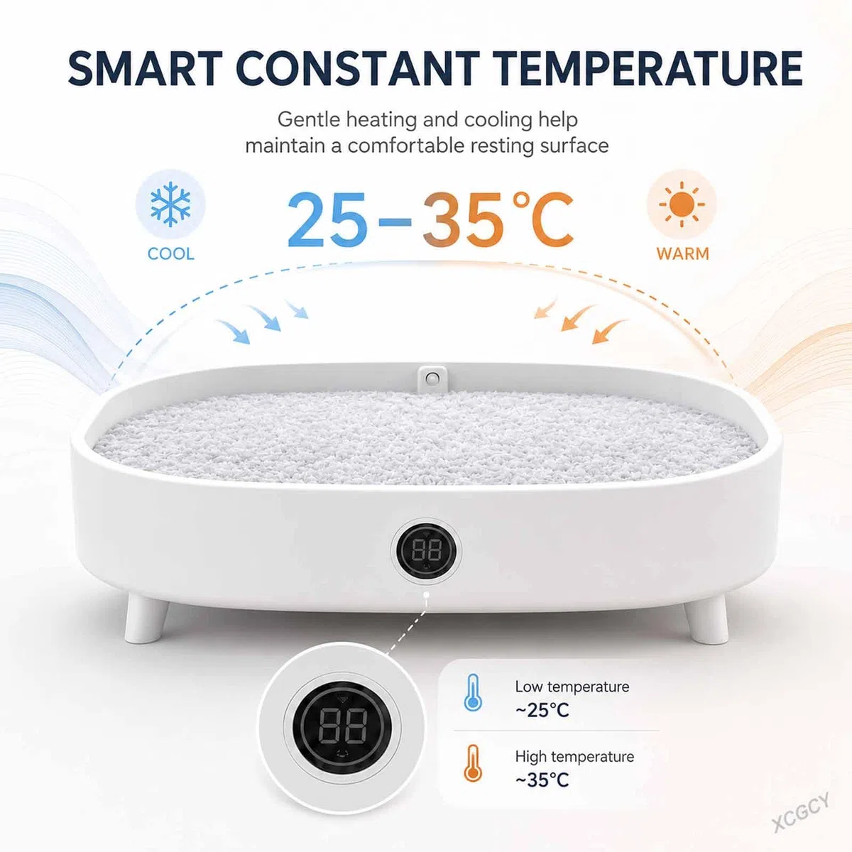 Elektrische Kühlmatte Für Haustiere, Intelligentes Kühlendes Und Beheiztes Katzenbett, Intelligentes Elektrisches Haustierbett Mit Einstellbarer Temperatur, Led-anzeige Und Sensor Für